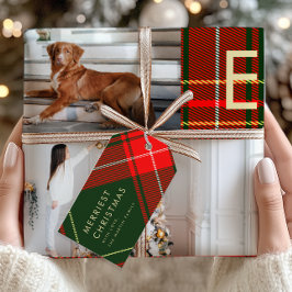 Etiqueta Para Presente Xadrez Vermelha Clássica Natal Personalizado