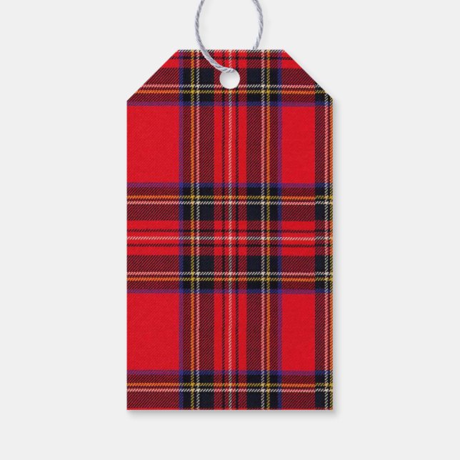 Etiqueta Para Presente Xadrez vermelha de Stewart tartan (Verso)