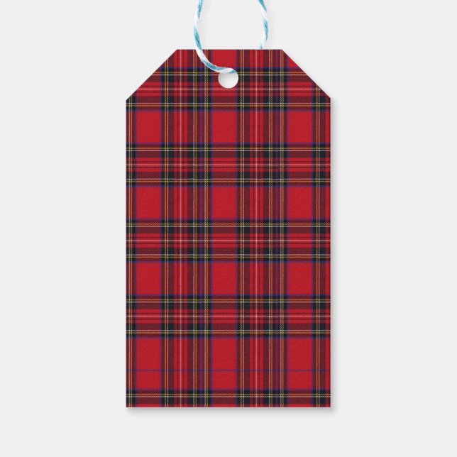 Etiqueta Para Presente Xadrez Vermelha Real Stewart Tartan (Verso)