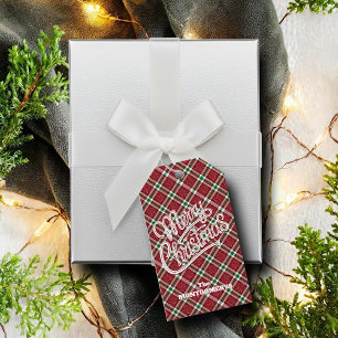Etiqueta Para Presente Xíc Plaid de Natal Brilhante 
