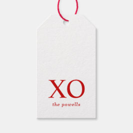 Etiqueta Para Presente XOXO Abraços e Beijos Simple Red Minimalista Favor