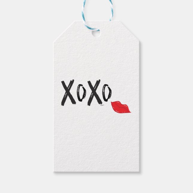 Etiqueta Para Presente XoXo-Hugs-Kisses-with-Red-Lábios (Frente)
