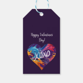 Etiqueta Para Presente XOXO-Roxo-Coração Colorida