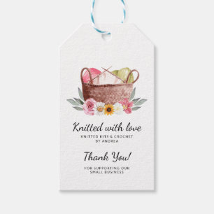 Etiqueta Para Presente Yarn Crochet, feito à mão. Obrigado por amar