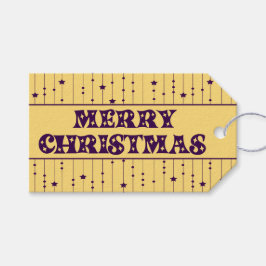 Etiqueta Para Presente Yellow and Purple Bright Stars Merry Christmas