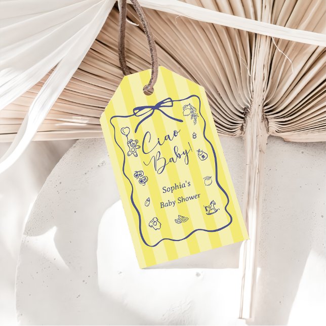 Etiqueta Para Presente Yellow Stripes Italian Themed Ciao Baby (Criador carregado)