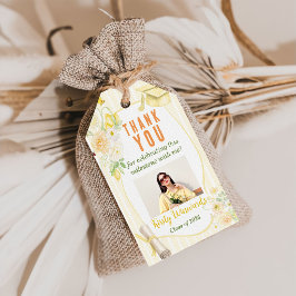 Etiqueta Para Presente Yellow Stripes Lemons and Flowers Graduation