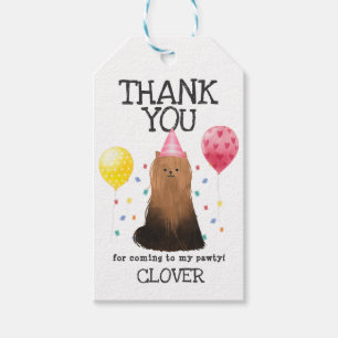 Etiqueta Para Presente Yorkie Pawty Dog Aniversário Obrigado Por Dar Tag