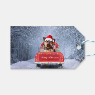 Etiqueta Para Presente Yorkshire Terrier Dog Snow no Natal