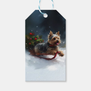 Etiqueta Para Presente Yorkshire Terrier Natal inverno