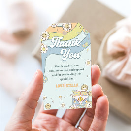 Etiqueta Para Presente Young Wild Três Retro Rainbow aniversário de 3 ano