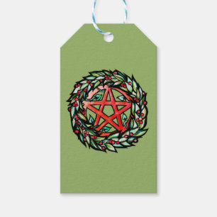 Etiqueta Para Presente Yule Wreath Pentacle Pagan Pentagram Feriado