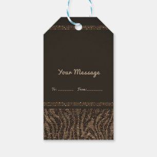Etiqueta Para Presente Zebra Brilho Marrom Dourado Glam Chic Favor de Fes