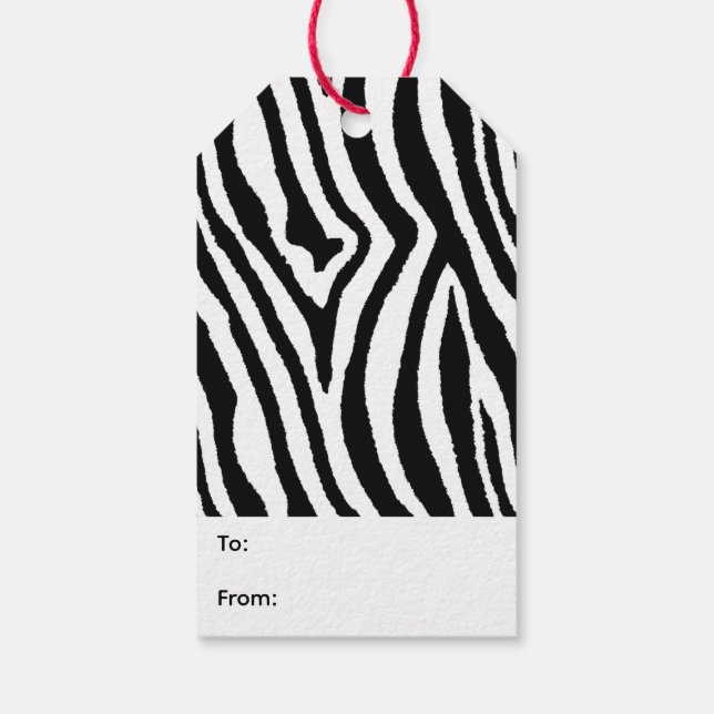 Etiqueta Para Presente Zebra Strips Preto e Branco | Bold Safari (Verso)