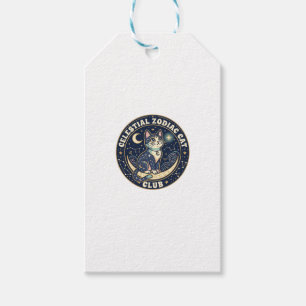 Etiqueta Para Presente Zodíaco Celestial Gato Gato Fofo Camiseta Design -