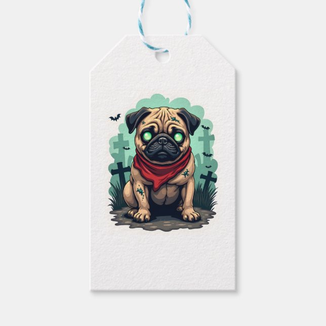 Etiqueta Para Presente Zombie Pug Parade (Frente)