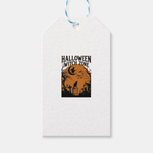 Etiqueta Para Presente Zona de Bruxa de Halloween Cemitério de Gato Preto
