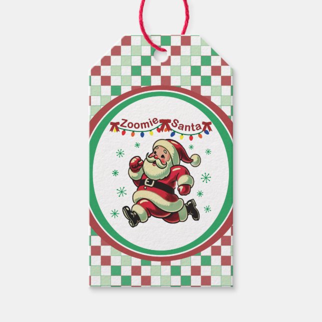 Etiqueta Para Presente Zoomie Santa Christmas (Frente)
