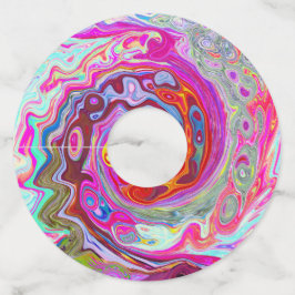 Etiqueta Para Taça De Vinho Abstrato da parte traseira do Groovy, rosa quente 