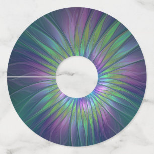 Etiqueta Para Taça De Vinho Abstrato de Arte Fractal Colorida Fantasia