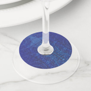 Etiqueta Para Taça De Vinho Aceitação   Medalhões Blue Indigo Violet Boho