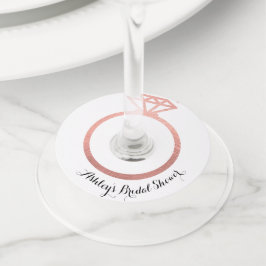 Etiqueta Para Taça De Vinho Anel de ouro rosa para chá de panela 
