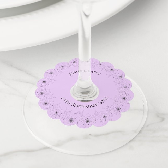 Etiqueta Para Taça De Vinho Anêone no Light Lilac (Close Up)