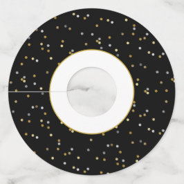 Etiqueta Para Taça De Vinho Anos novos Dourados Silver Glitter Sparkle Confett