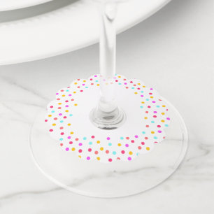 Etiqueta Para Taça De Vinho Arco-íris confetti pontos de festa brilhantes e co