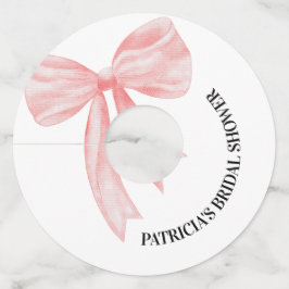 Etiqueta Para Taça De Vinho Arroz Róseo de Laço Ela Está Noivando Chá de Noiva