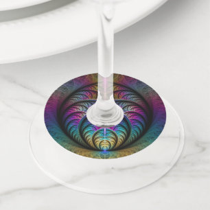 Etiqueta Para Taça De Vinho Arte Fractal Abstrato com Padrão Trippy