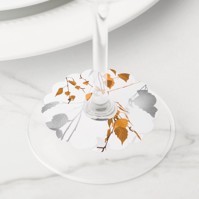 Etiqueta Para Taça De Vinho Autumn Leaves 2 (Close Up)