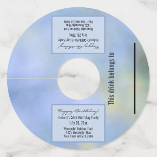 Etiqueta Para Taça De Vinho Azul Amarelo Abstrato Evento Palo Verde Detalhes