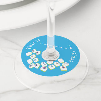 Etiqueta Para Taça De Vinho Azulejos Mahjong Dot Crak Bam RED