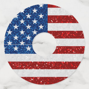 Etiqueta Para Taça De Vinho Bandeira Americana de 4 de julho