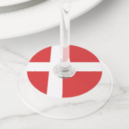 Etiqueta Para Taça De Vinho Bandeira da Dinamarca