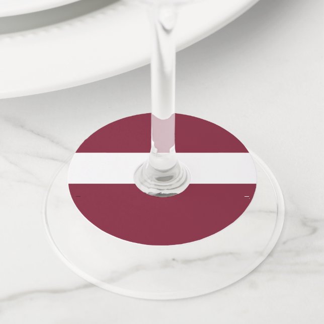 Etiqueta Para Taça De Vinho Bandeira da Letónia (Close Up)