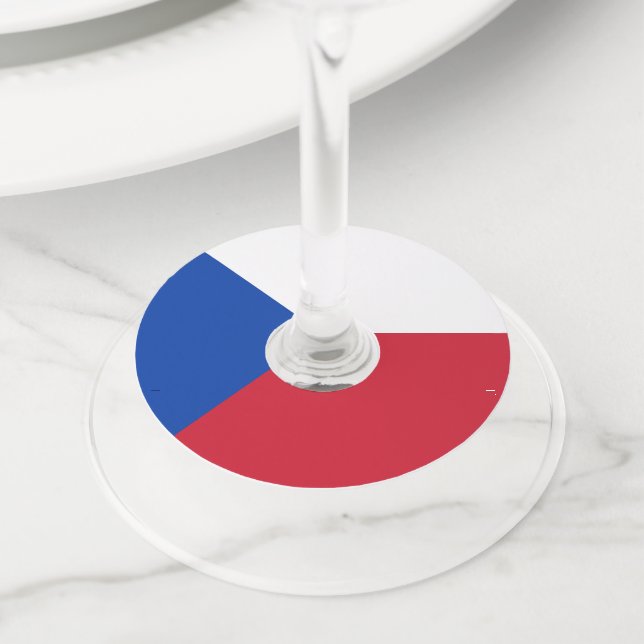 Etiqueta Para Taça De Vinho Bandeira da República Checa (Close Up)