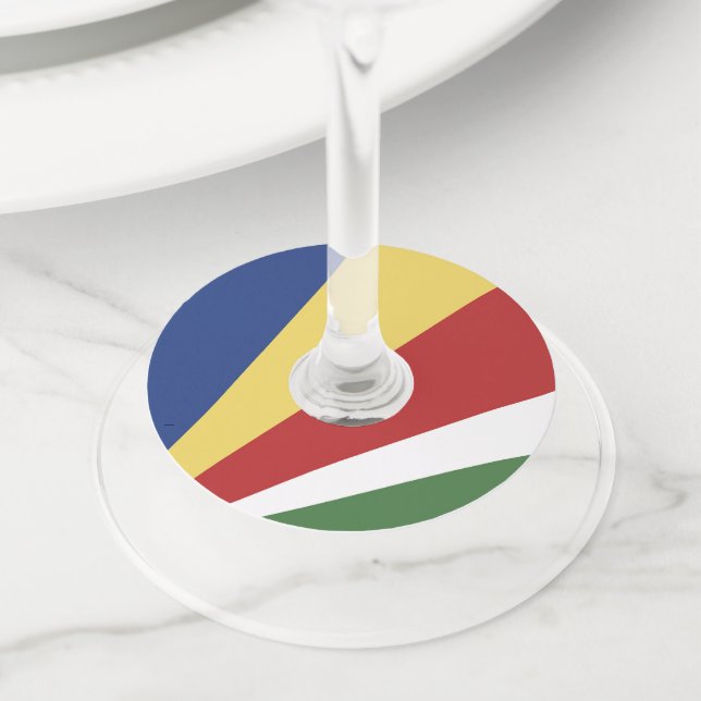 Etiqueta Para Taça De Vinho Bandeira das Seychelles (Close Up)