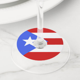 Etiqueta Para Taça De Vinho bandeira de Porto Rico