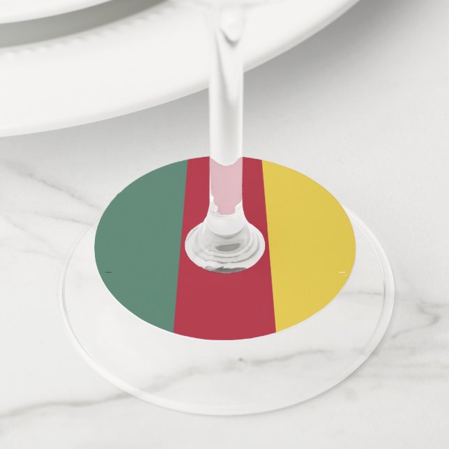 Etiqueta Para Taça De Vinho Bandeira dos Camarões (Close Up)