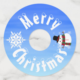 Etiqueta Para Taça De Vinho Branca de Natal Snowman