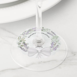 Etiqueta Para Taça De Vinho Casamento de Boho Rustico de lavanda e Eucalyptus