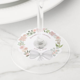Etiqueta Para Taça De Vinho Casamento de Boho Rustico Russo com Verniz Floral,