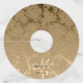 Etiqueta Para Taça De Vinho Casamento Elegante de Monograma Dourado Moderno