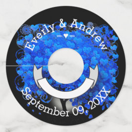 Etiqueta Para Taça De Vinho Casamento/Sala de Árvore Folha de Coração Azul par