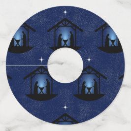 Etiqueta Para Taça De Vinho Cena de Natal Religiosa