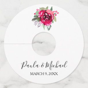 Etiqueta Para Taça De Vinho Cerise Watercolor Vidro Floral De Casamento Floral