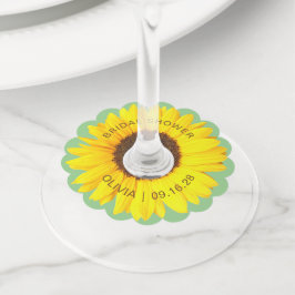 Etiqueta Para Taça De Vinho Chá de Bebê de Girassóis Coloridos