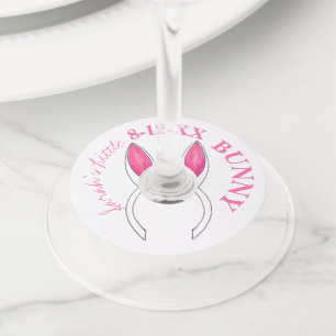 Etiqueta Para Taça De Vinho Chá de fraldas de Coelho Rosa Bonito